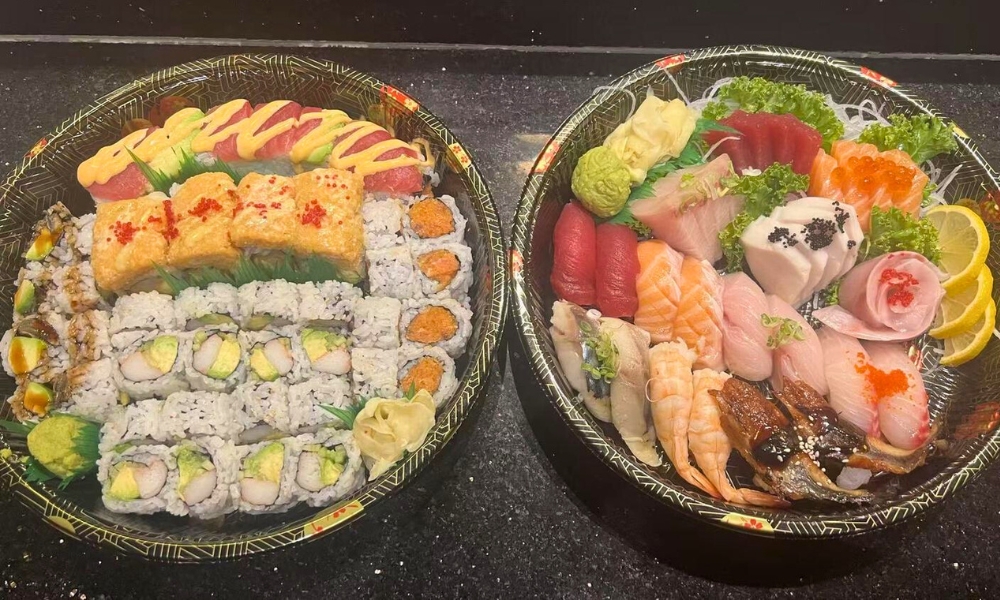 Sushi and sashimi platter at Kendo Sushi, a Japanese Restaurant in Philadelphia.