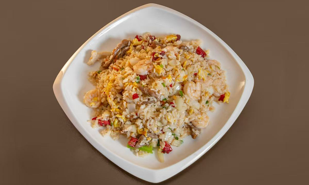 Fried rice with shrimp, meat, eggs, and vegetables at Kenichi Asian Bistro, a Asian Restaurant in Worcester