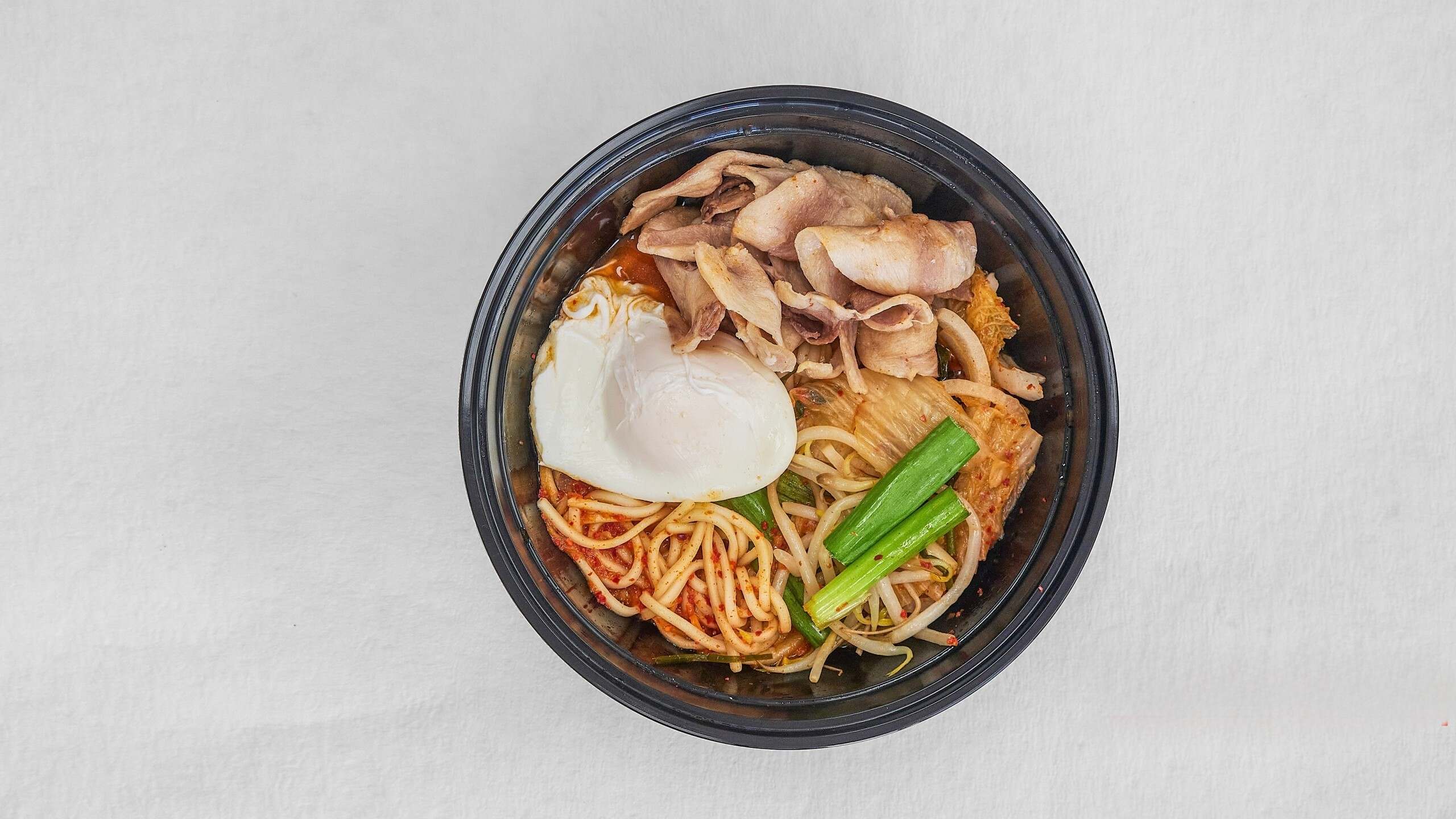 Spicy ramen with chicken, kimchi & egg at Kimchi & Ramen Express Train,a Korean Restaurant in Cape Elizabeth