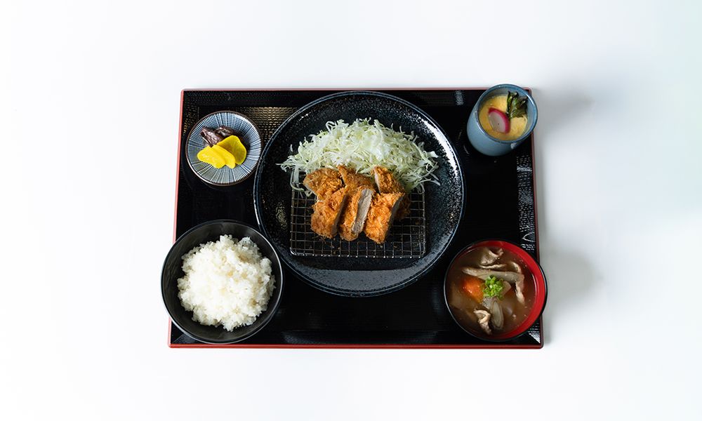 Sliced japanese pork cutlet set meal with rice