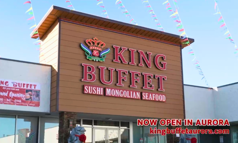 King Buffet exterior with signage and decorations at King Buffet, a Buffet Restaurant in Aurora