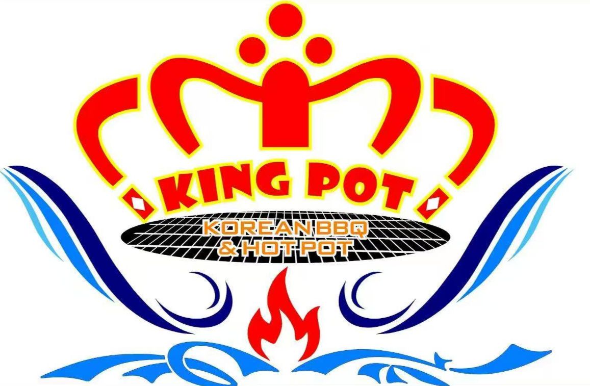 Logo with crown, flame and text for Korean BBQ & hot pot restaurant