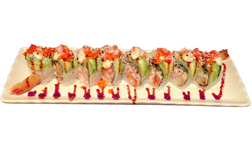 Snow White Roll with assorted fresh ingredients at Kings Sushi, a Japanese Restaurant in Buford
