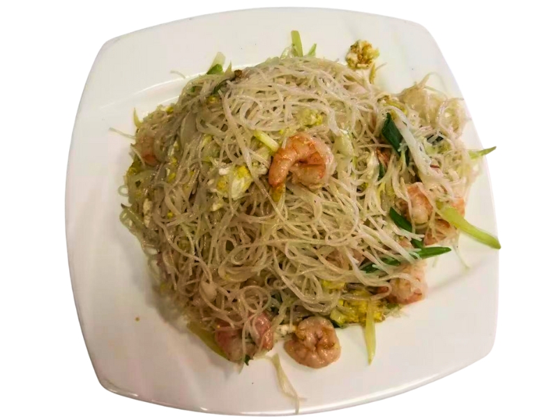 Delicate rice noodles stir-fried with shrimp and fresh greens at King Wok, a Chinese Restaurant in Powdersville.