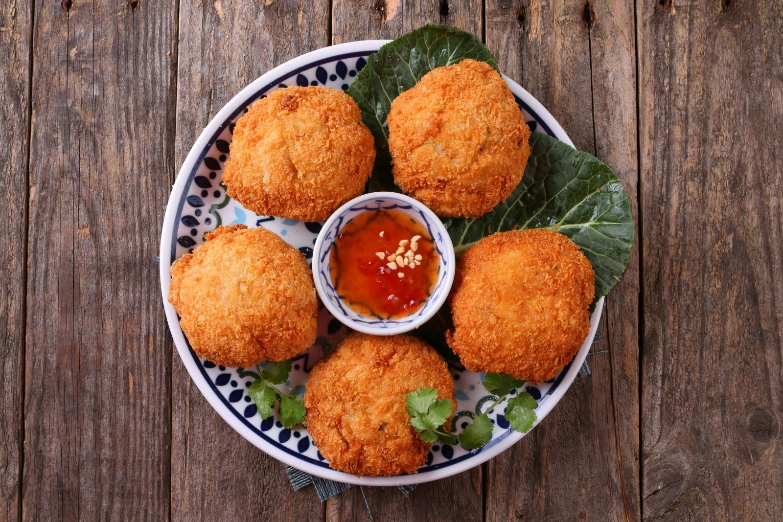 Fried shrimp cakes with sweet chili sauce at Kinzan, an Asian Fusion Restaurant in Chambersburg