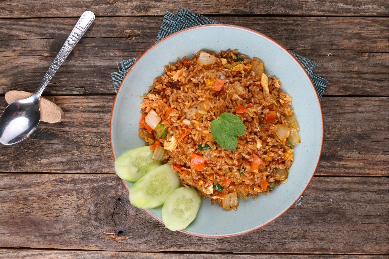 Thai spicy fried rice with cucumber at Kinzan, an Asian Fusion Restaurant in Chambersburg