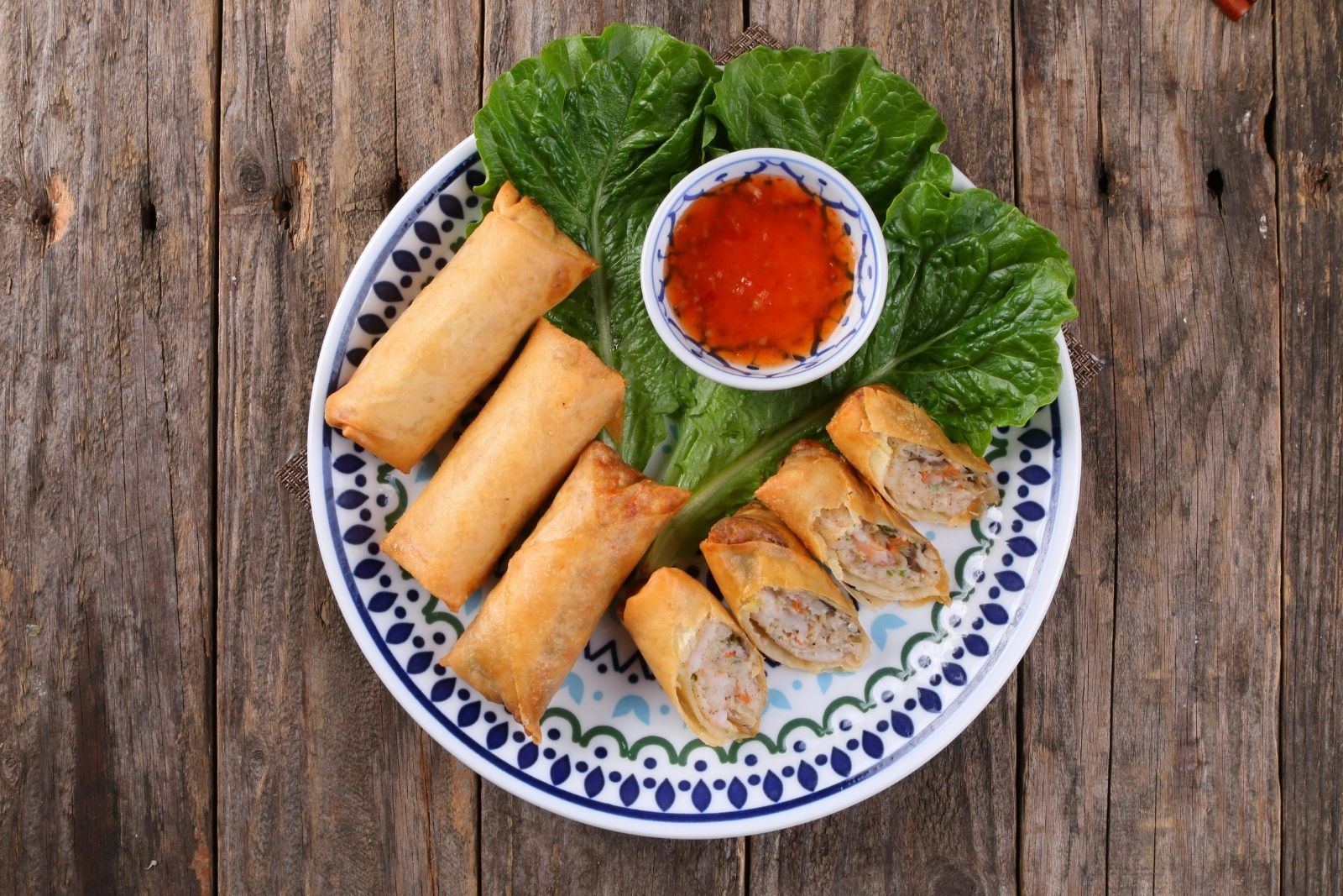 Crispy spring rolls with sweet chili sauce at Kinzan, an Asian Fusion Restaurant in Chambersburg
