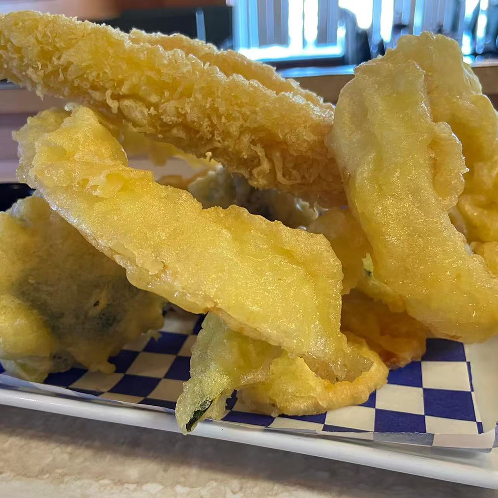 Tempura dish at Kirin Ramen Sushi and Asian Cuisine, a Yukon Asian restaurant offering ramen, sushi, and diverse Asian cuisine.