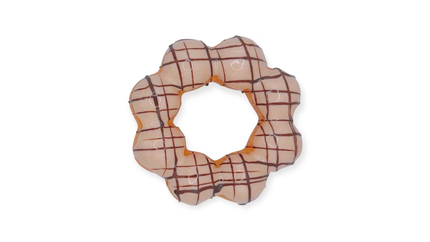 Mochi donut with chocolate grid glaze at Knock Knock, an Asian Restaurant in Staten Island