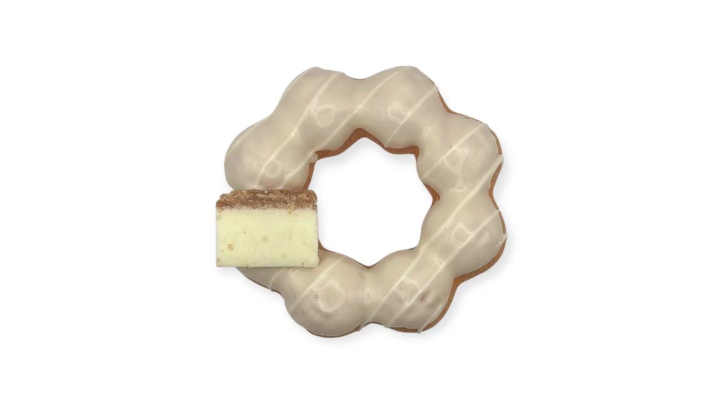 Mochi donut with white glaze & panna cotta at Knock Knock, an Asian Restaurant in Staten Island