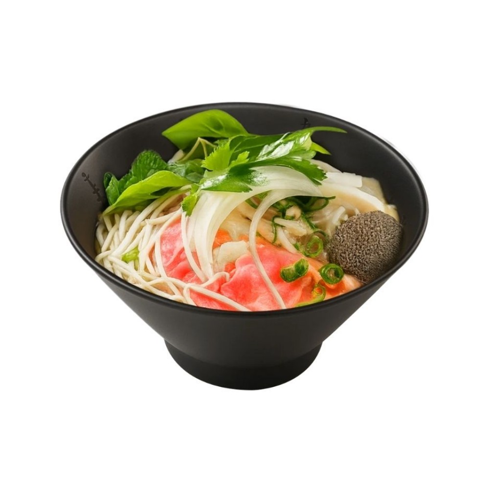 Kobe-Ramen-Pho-&-Poke-Asian-Fusion-Restaurant-Rare-Steak,-Well-Done-Brisket,-Tendon-and-Tripe-Bloomington Assorted beef parts in soup at Kobe Ramen Pho & Poke, a Asian Fusion Restaurant in Bloomington