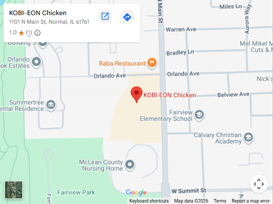 Location, 1101 N Main St, Normal, IL 61761