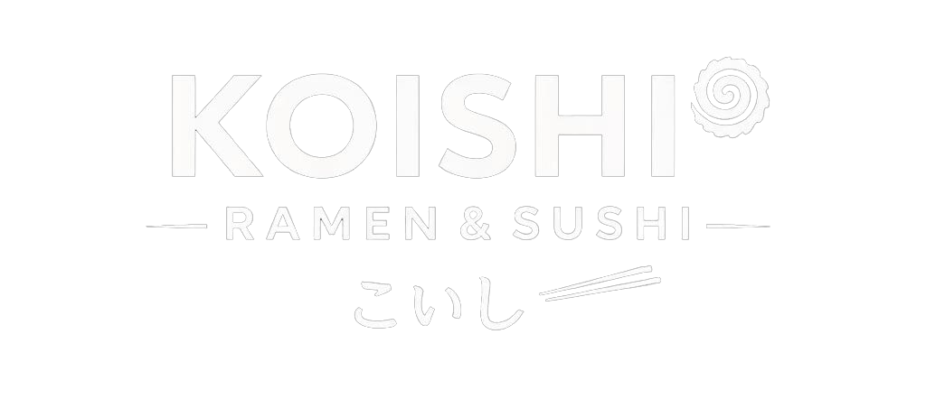 Koishi Ramen & Sushi Bar logo with narutomaki and chopstick design at Koishi Ramen & Sushi Bar, a Japanese Restaurant in Prosper