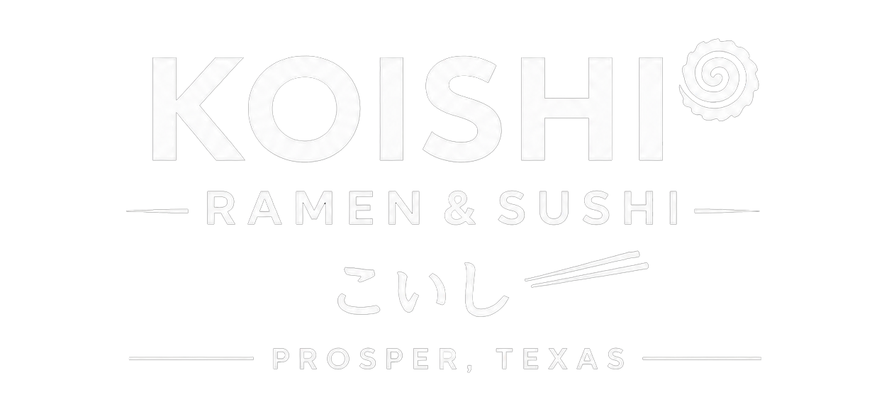 Koishi Ramen & Sushi Bar logo with narutomaki and chopstick design at Koishi Ramen & Sushi Bar, a Japanese Restaurant in Prosper