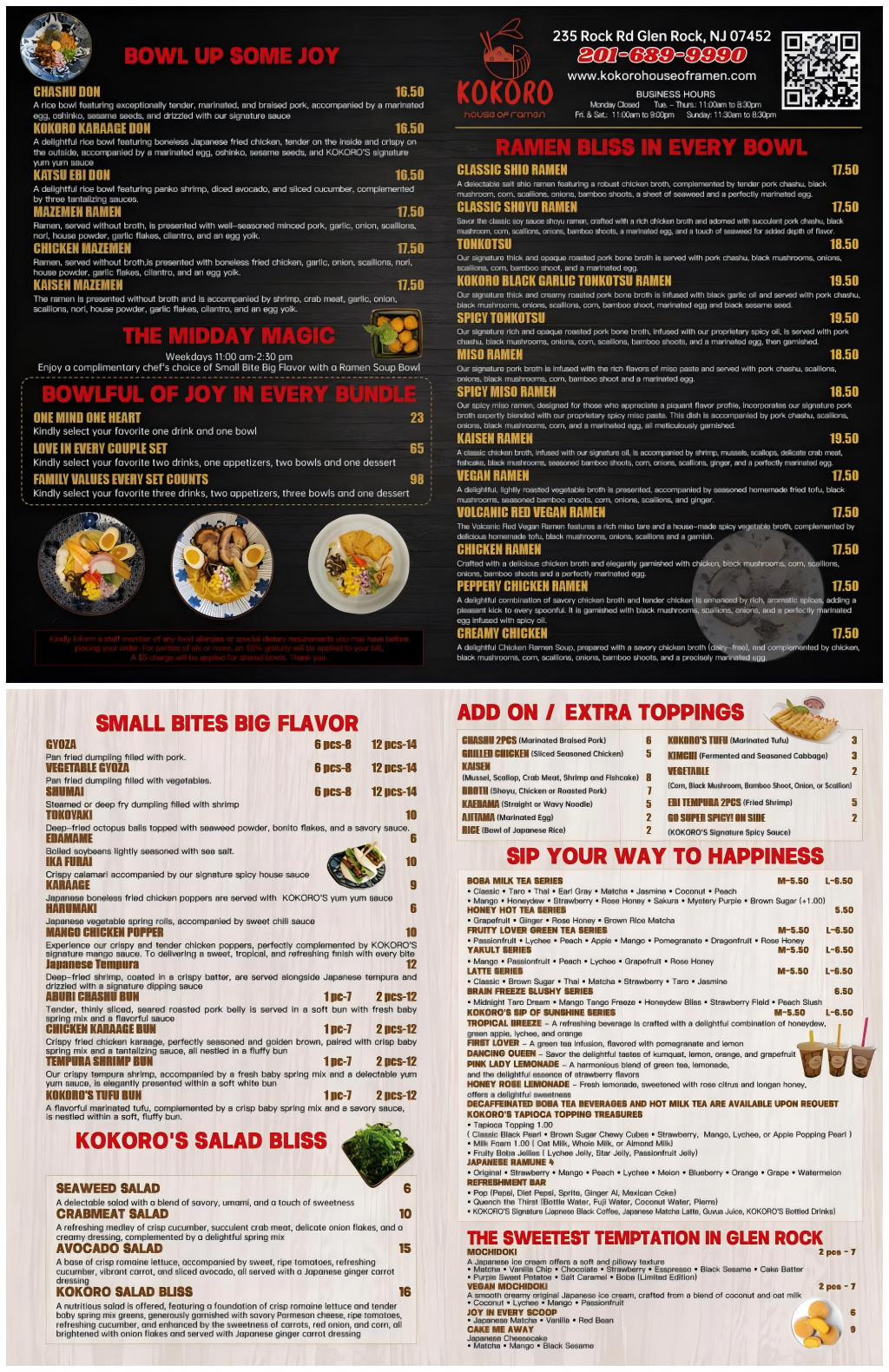 Restaurant menu 1, detailed description provided below