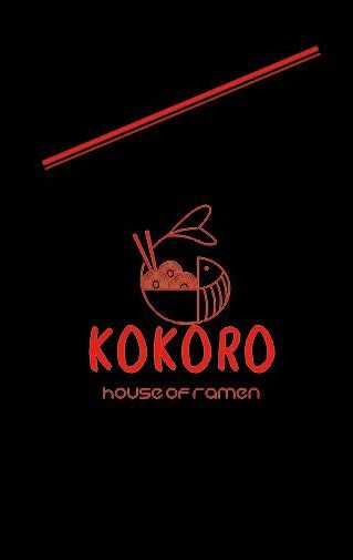Red restaurant logo on solid black backdrop at KOKORO House Of Ramen, a Ramen Restaurant in Glen Rock