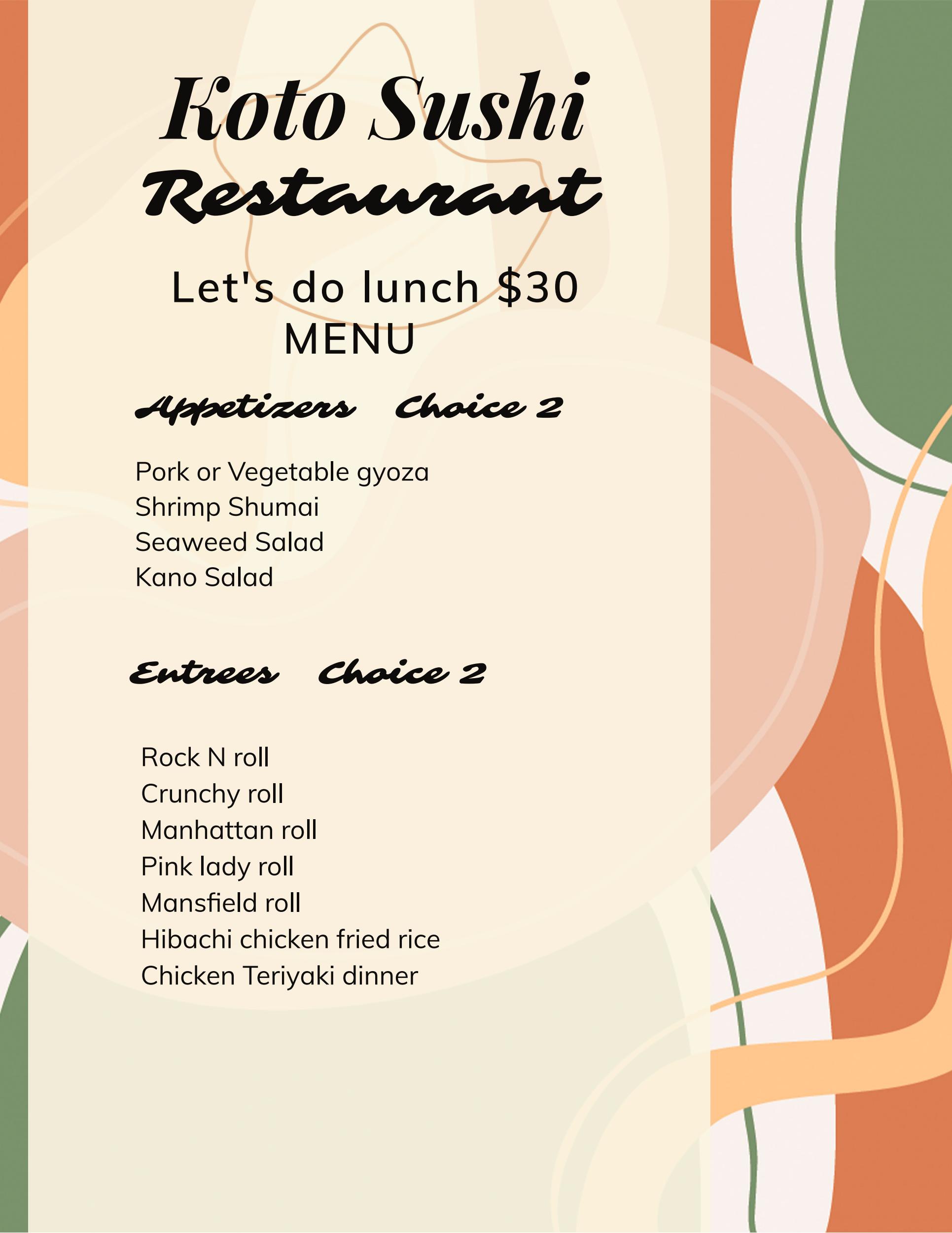 Koto Sushi-lunch-menu