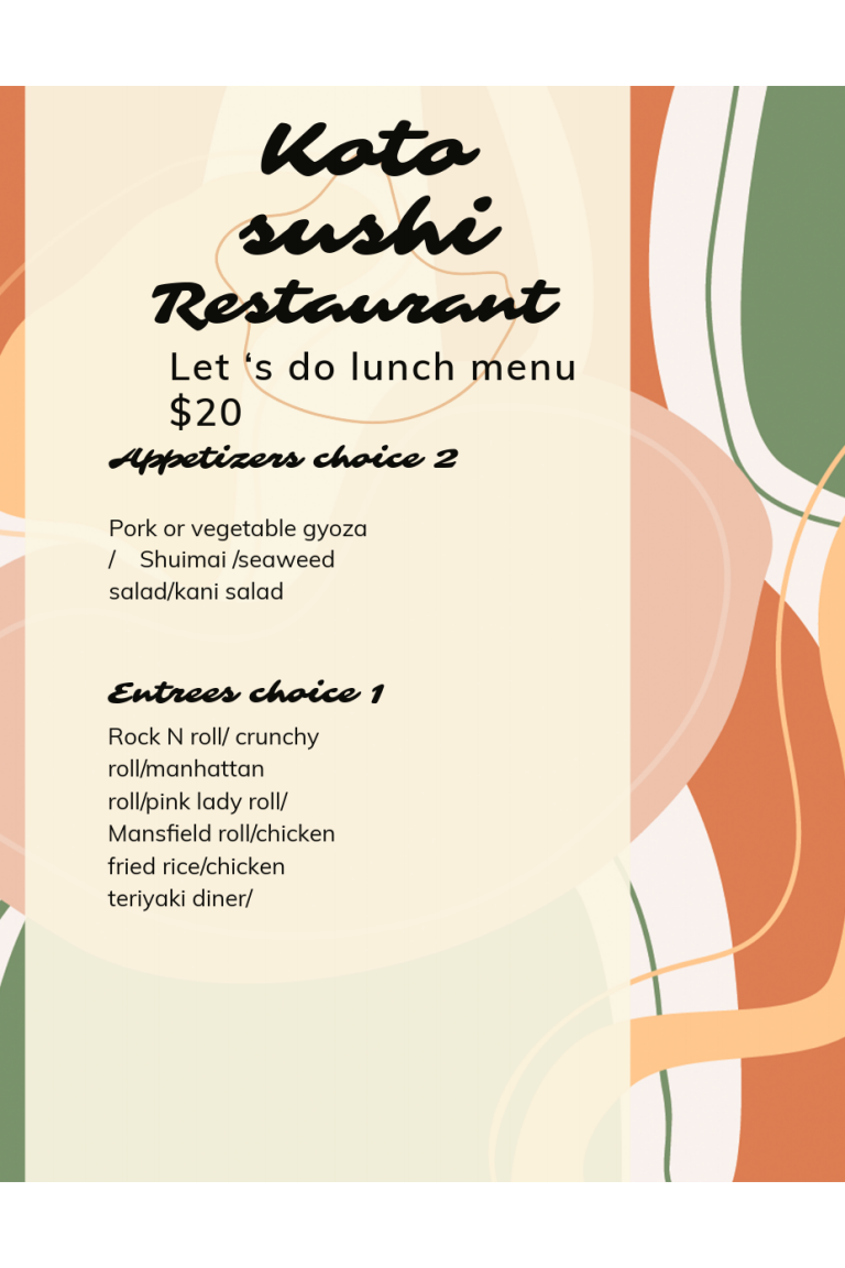 Koto Sushi-lunch-menu