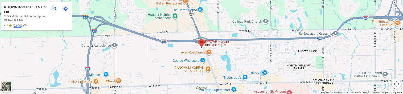 Location 9350 Michigan Road Indianapolis, IN 46268