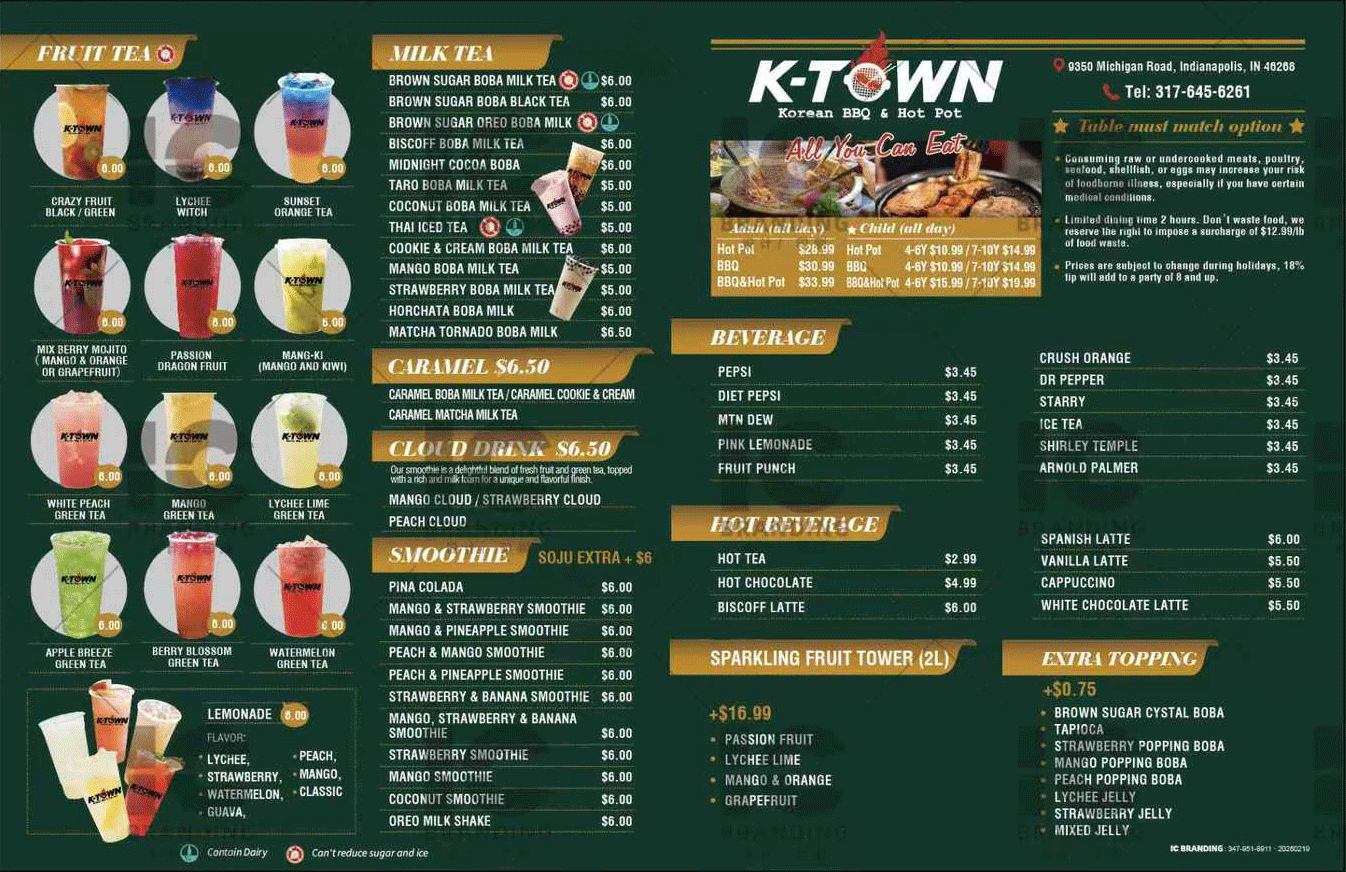 Restaurant menu 2, detailed description provided below