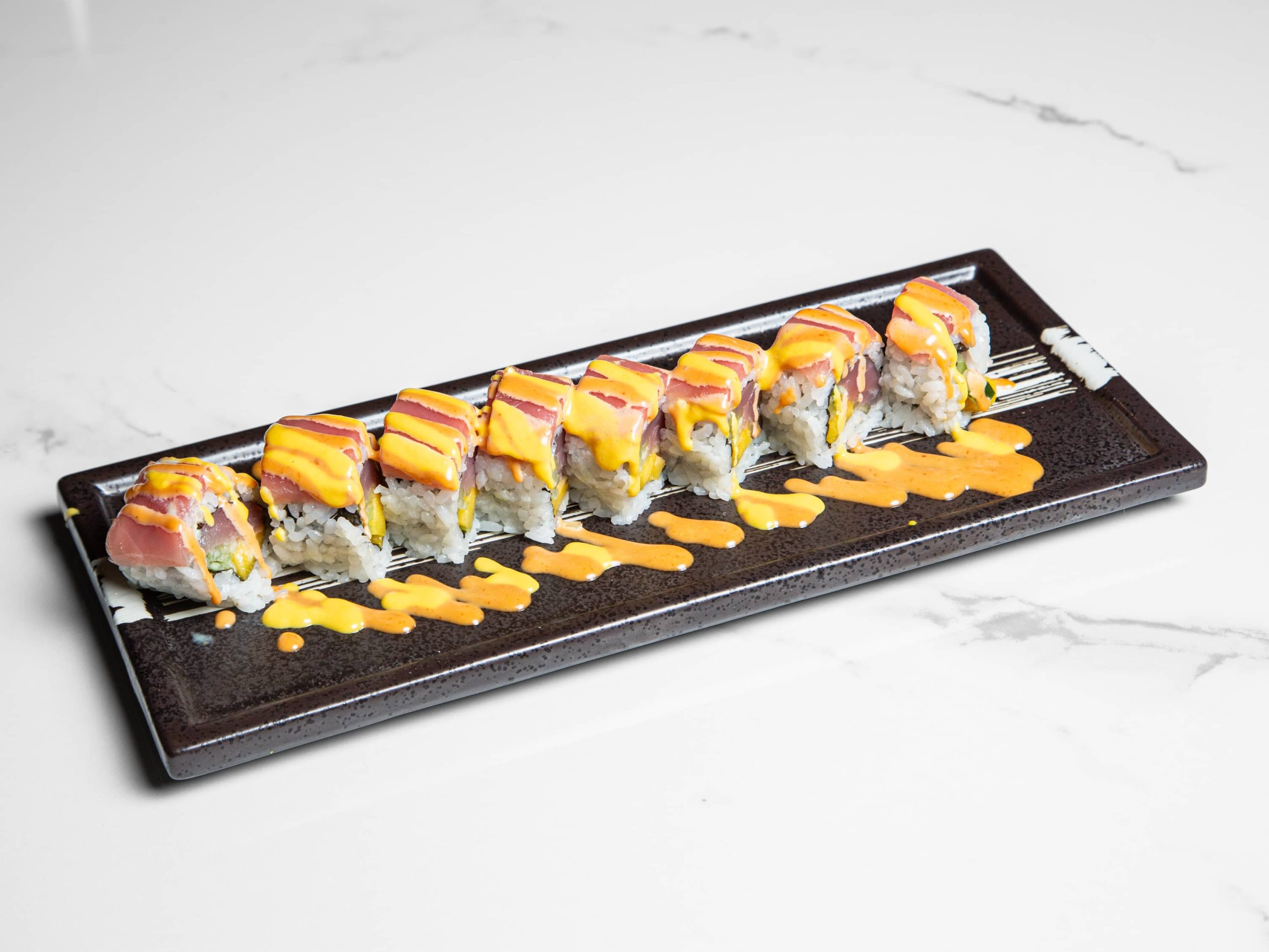 Spicy sushi roll with shrimp and spicy sauce at Kuchi, a Buffet Restaurant in Tampa