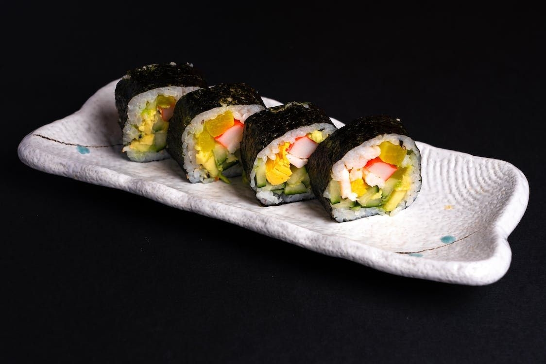 Fresh vegetable sushi roll with nori at Kumo Sushi & Hibachi, a Japanese restaurant in Adel