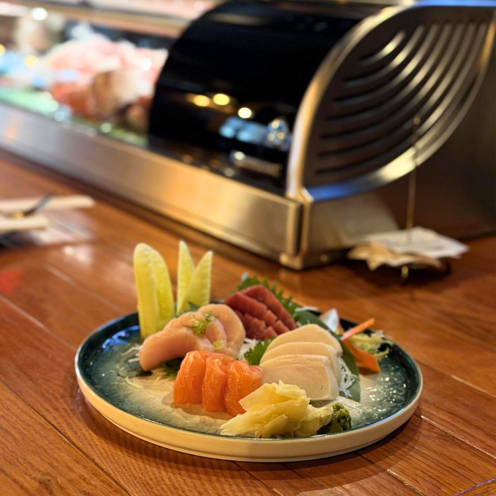 Sashimi platter with salmon and white fish at Kumo, a Japanese Restaurant in Schererville