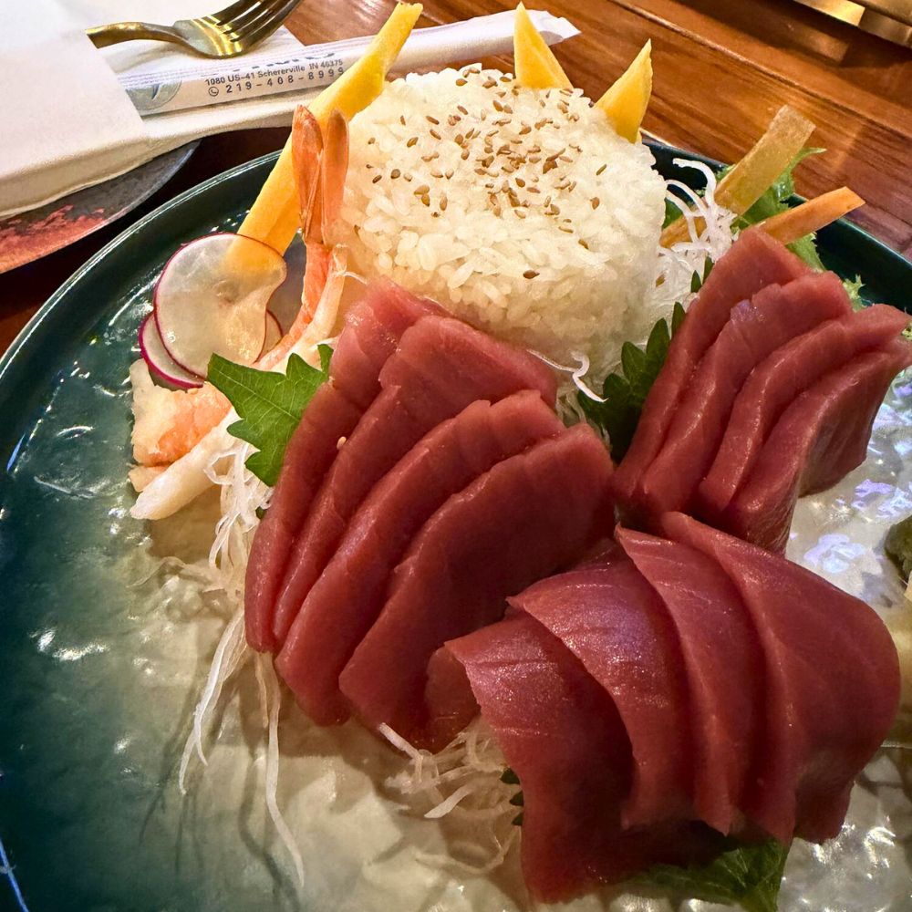 Tuna sashimi served with sesame rice at Kumo, a Japanese Restaurant in Schererville