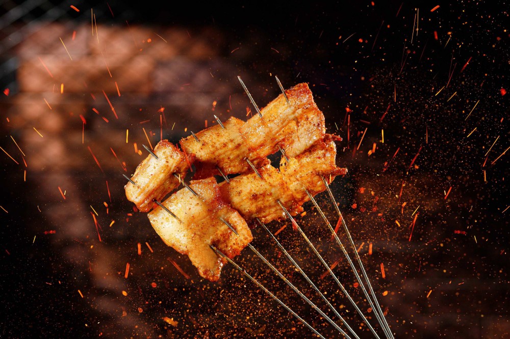 Kwa-Food-Deep-Fried-Skewers-Barbecue-Restaurant-streaky-pork-Jersey-City Streaky pork from Kwa Food, a barbecue restaurant in Jersey City