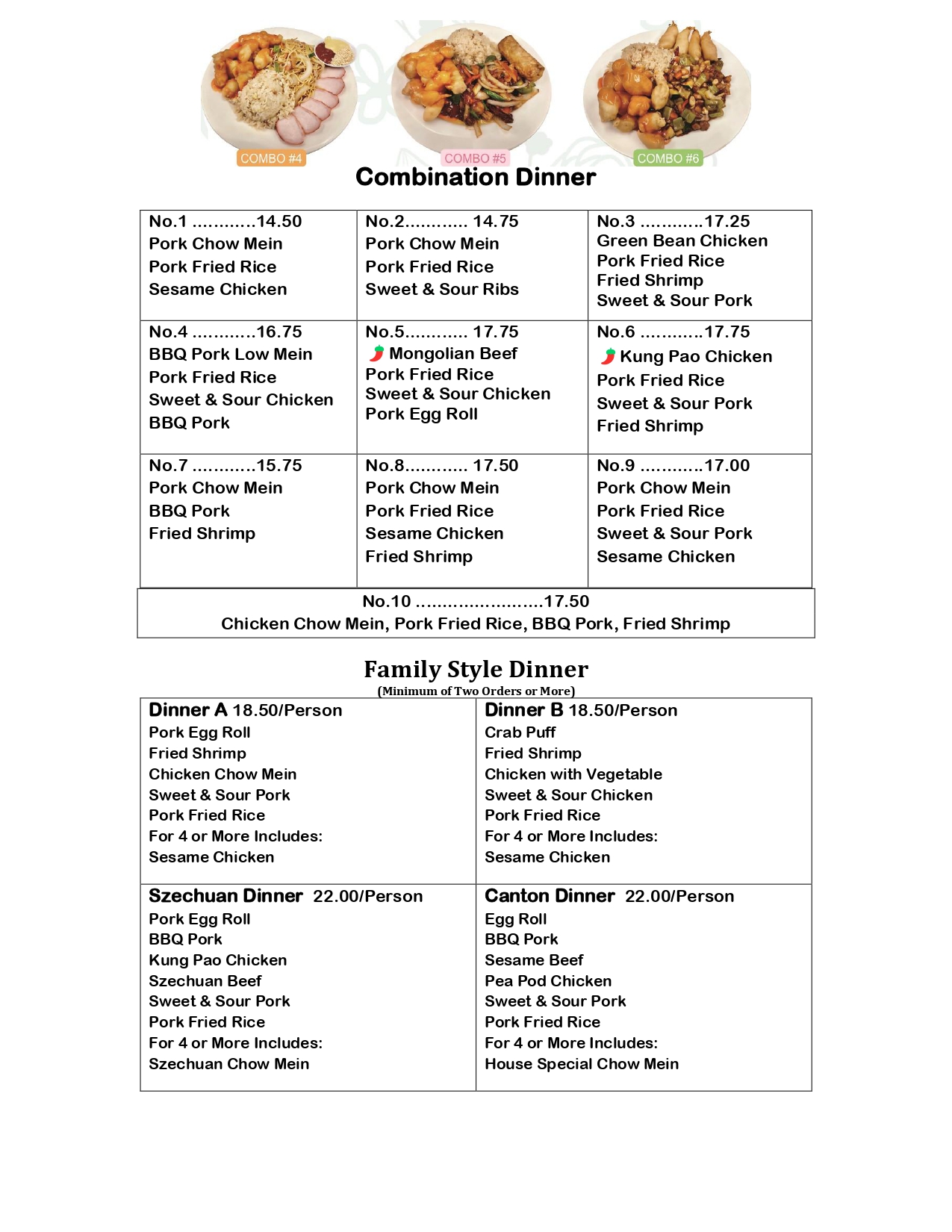 Restaurant menu 2, detailed description provided below