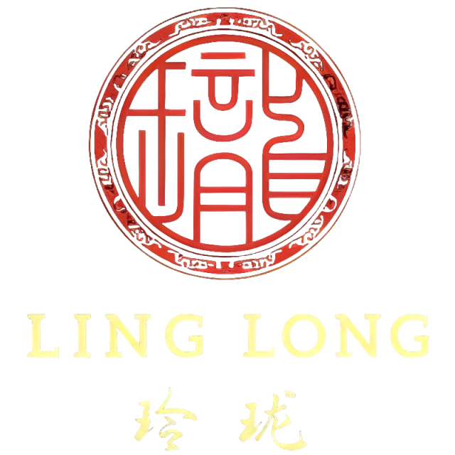 Red circular emblem logo with Chinese characters for Ling Long at Ling Long, a Asian Restaurant in Oklahoma City