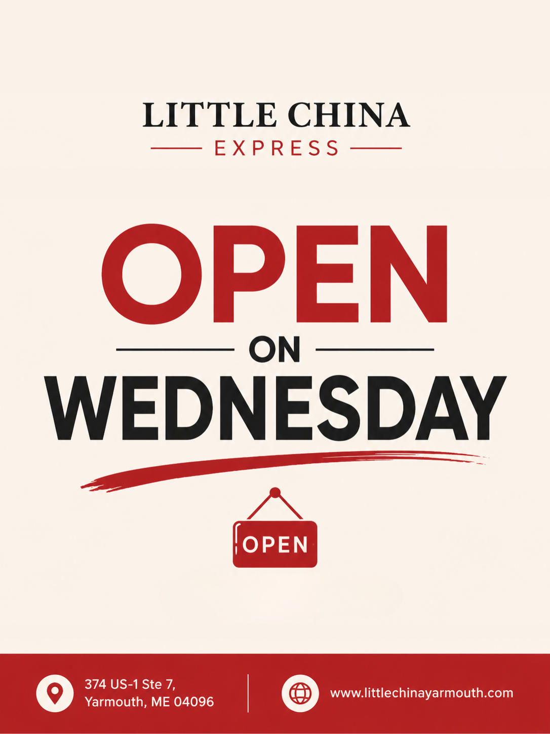 We open on Wednesday.
