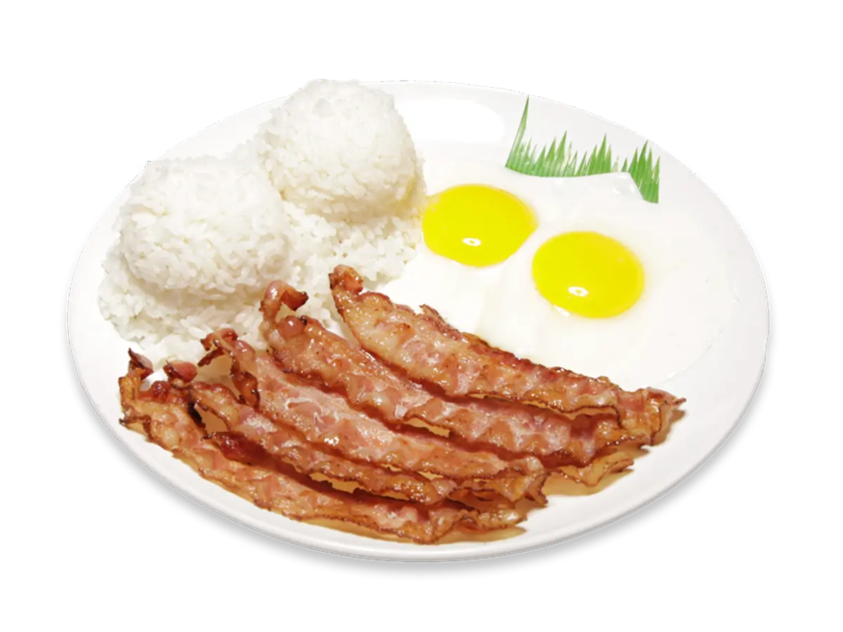 Bacon and Eggs with Steamed Rice at L&L Hawaiian barbecue, Hawaiian Restaurant in Honolulu