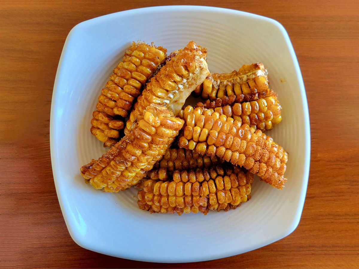 Fried corn on the cob seasoned with our house Cajun powder at Lobster Chef，a Seafood Restaurant in San Mateo