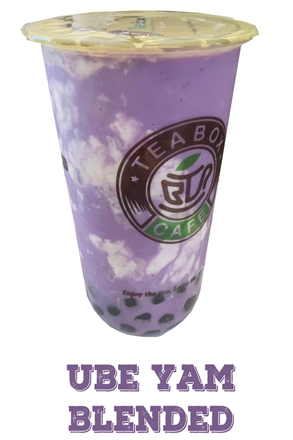 Creamy purple ube yam slush with tapioca pearls at Tea Box Cafe, a Bubble Tea Store in Lancaster