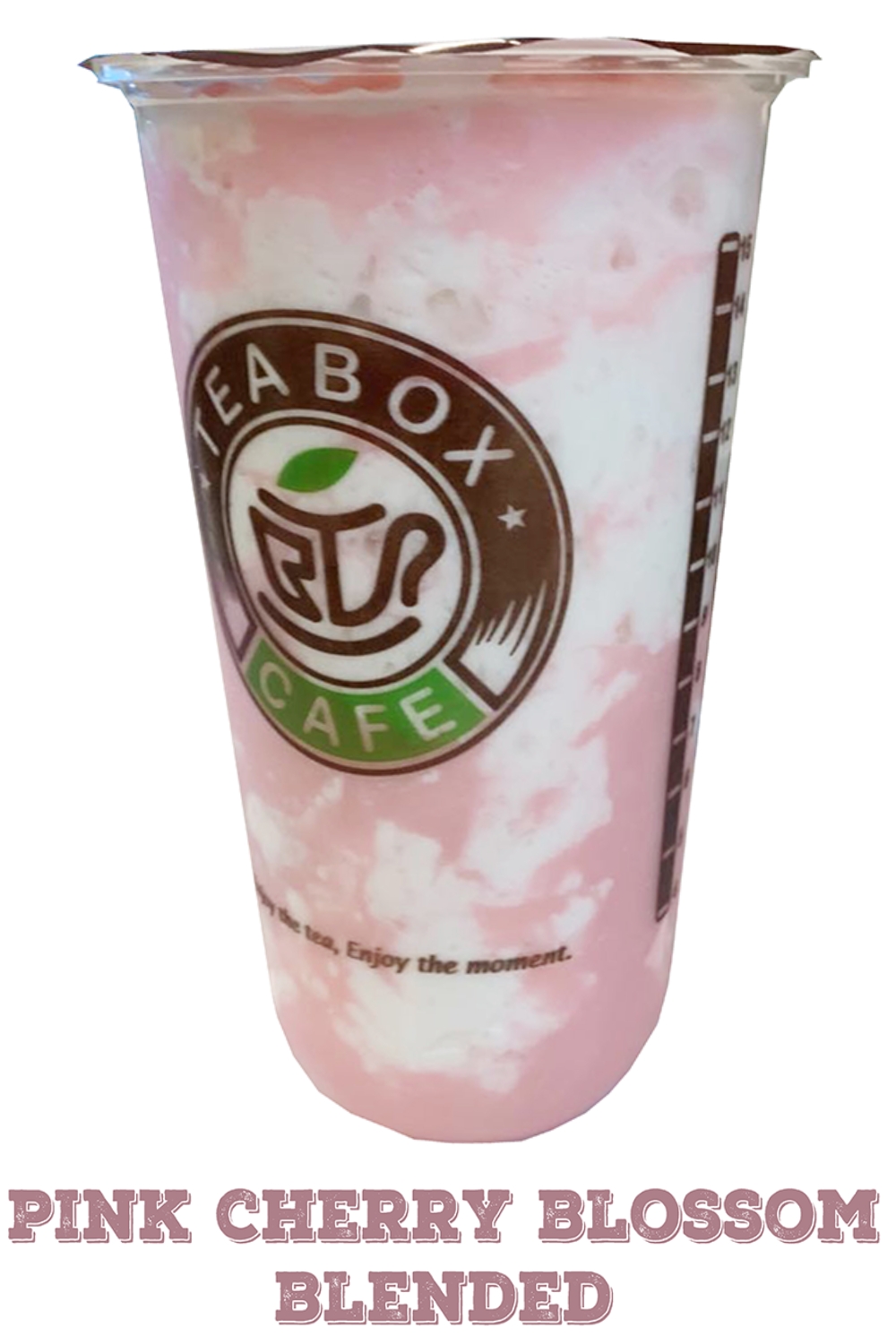 Marbled pink cherry blossom blended slush drink at Tea Box Cafe, a Bubble Tea Store in Lancaster