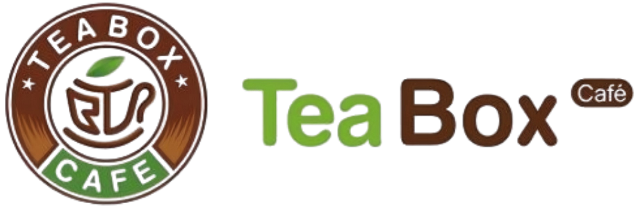 Official circular and text brand logo for shop identity at Tea Box Cafe, a Bubble Tea Store in Lancaster