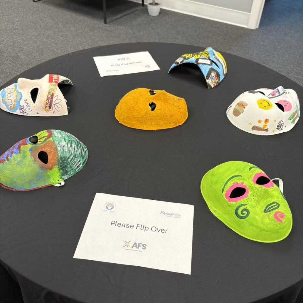 Colorful hand-painted paper masks placed for art exhibition at LuCha Bubble Tea & Cafe, Bubble Tea Store in OH Colorful hand-painted paper masks placed for art exhibition at LuCha Bubble Tea & Cafe, Bubble Tea Store in OH
