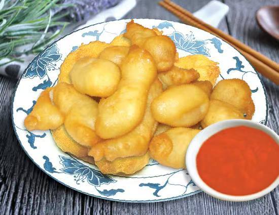 Crispy fried cod fish fillet with sweet and sour sauce at Lucky Garden, a Chinese Restaurant in Methuen