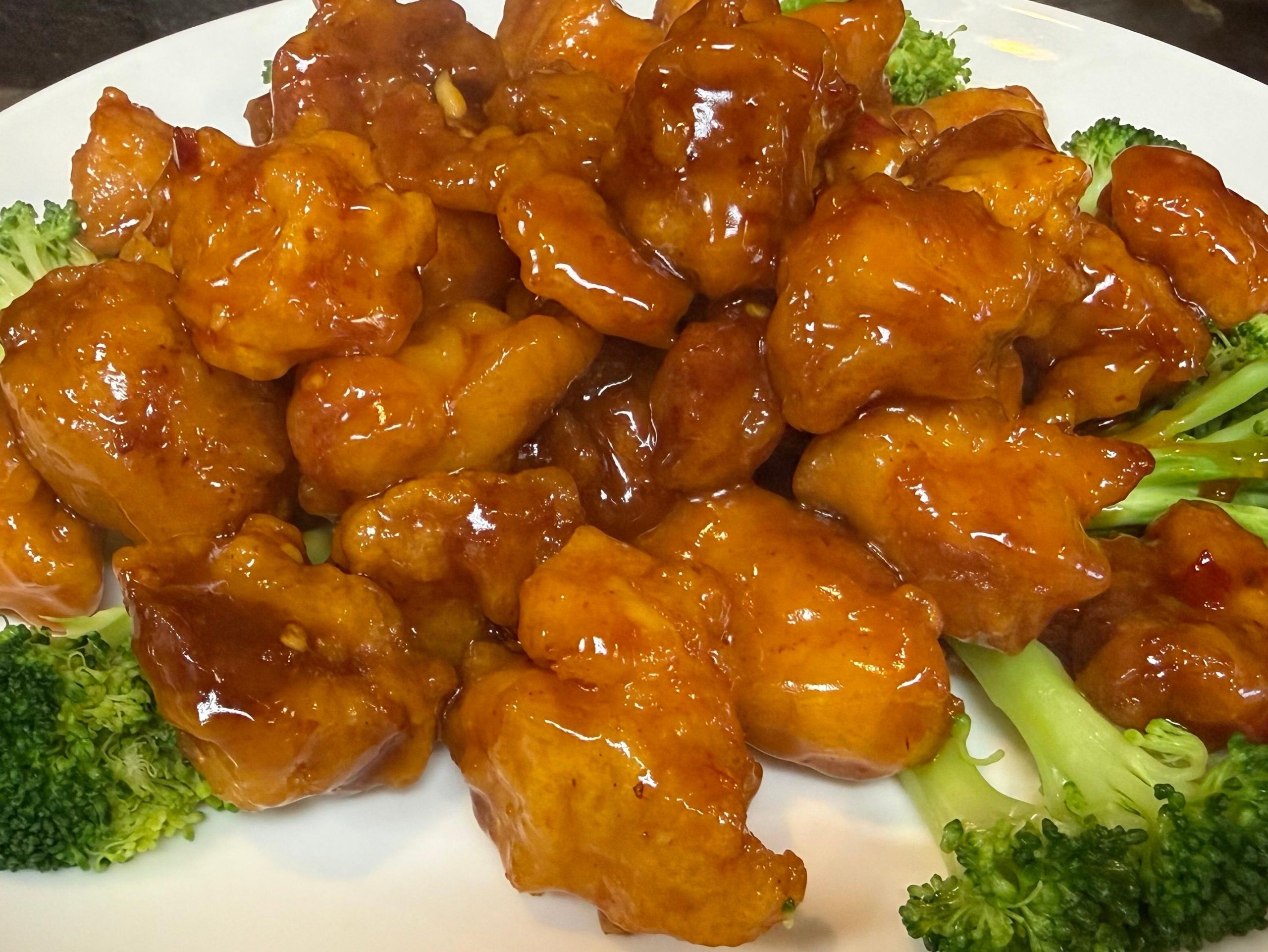 General Tso's chicken with broccoli at Lucky Garden, a Chinese Restaurant in Pekin