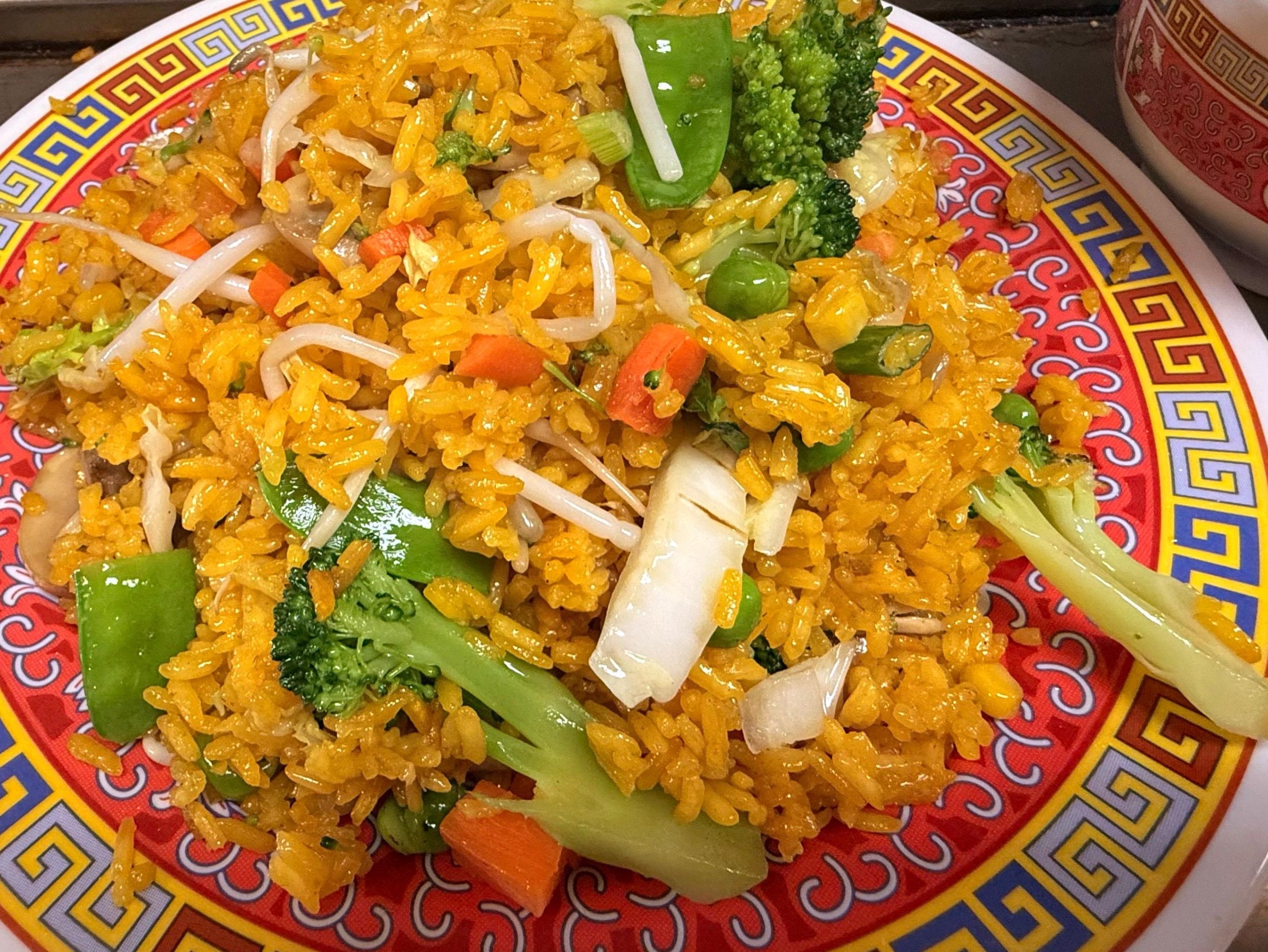 Vegetable fried rice with broccoli and mixed veggies at Lucky Garden, a Chinese Restaurant in Pekin