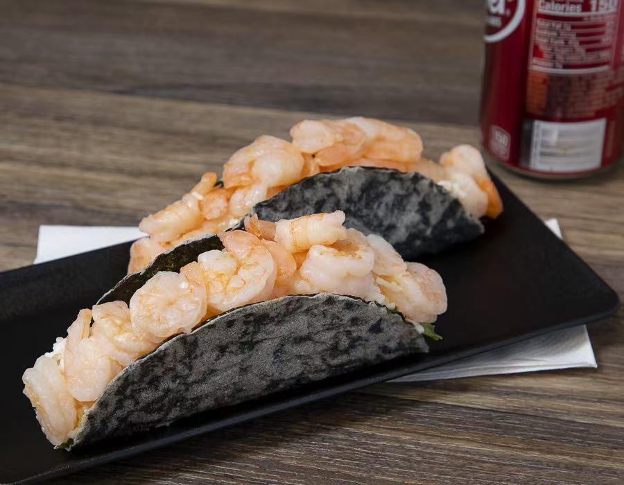 Taco with fresh shrimps at Lucky Tacoshi, a Japanese Restaurant in West Covina