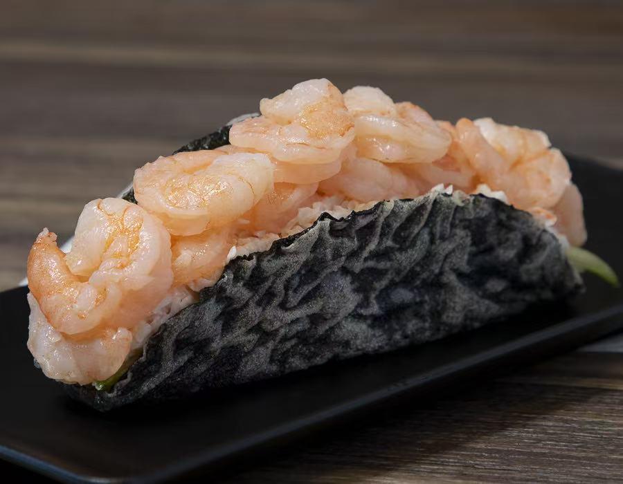 Taco with fresh shrimps at Lucky Tacoshi, a Japanese Restaurant in West Covina