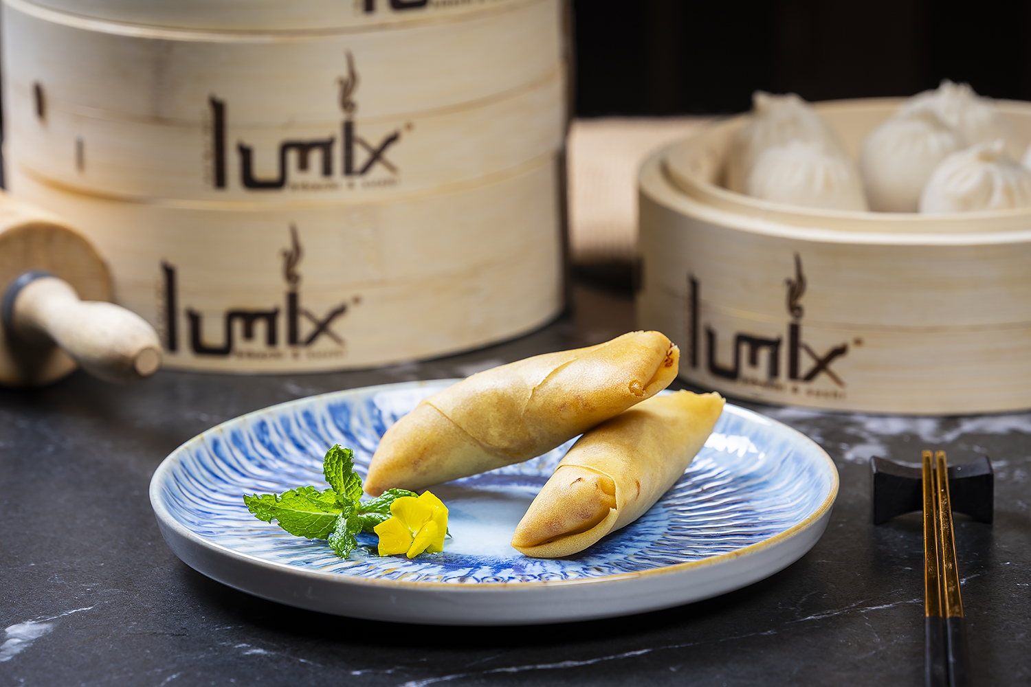 Crispy spring rolls served as an appetizer