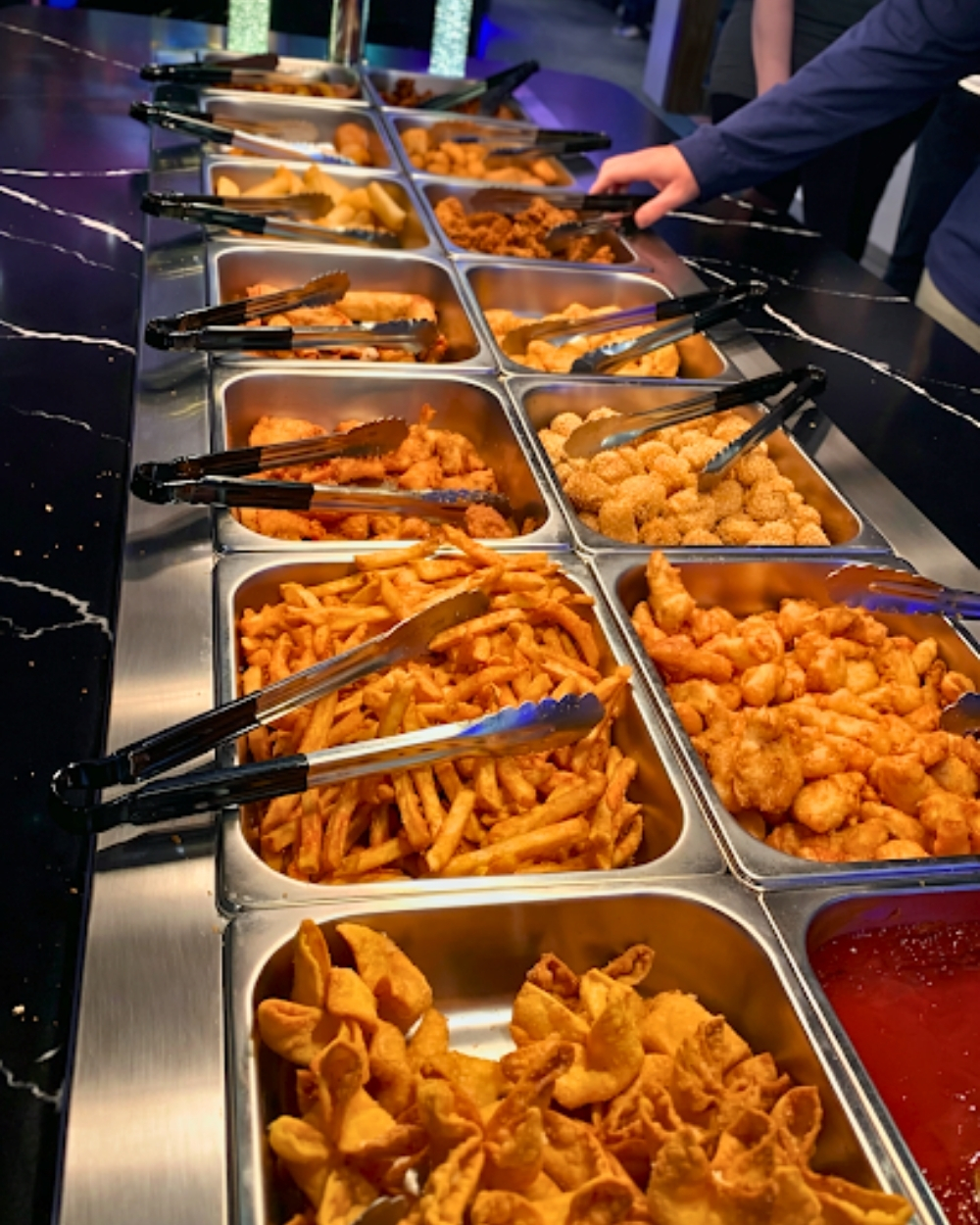 Fried appetizers and snacks station at Madness Buffet, a Buffet Restaurant in Pompano Beach