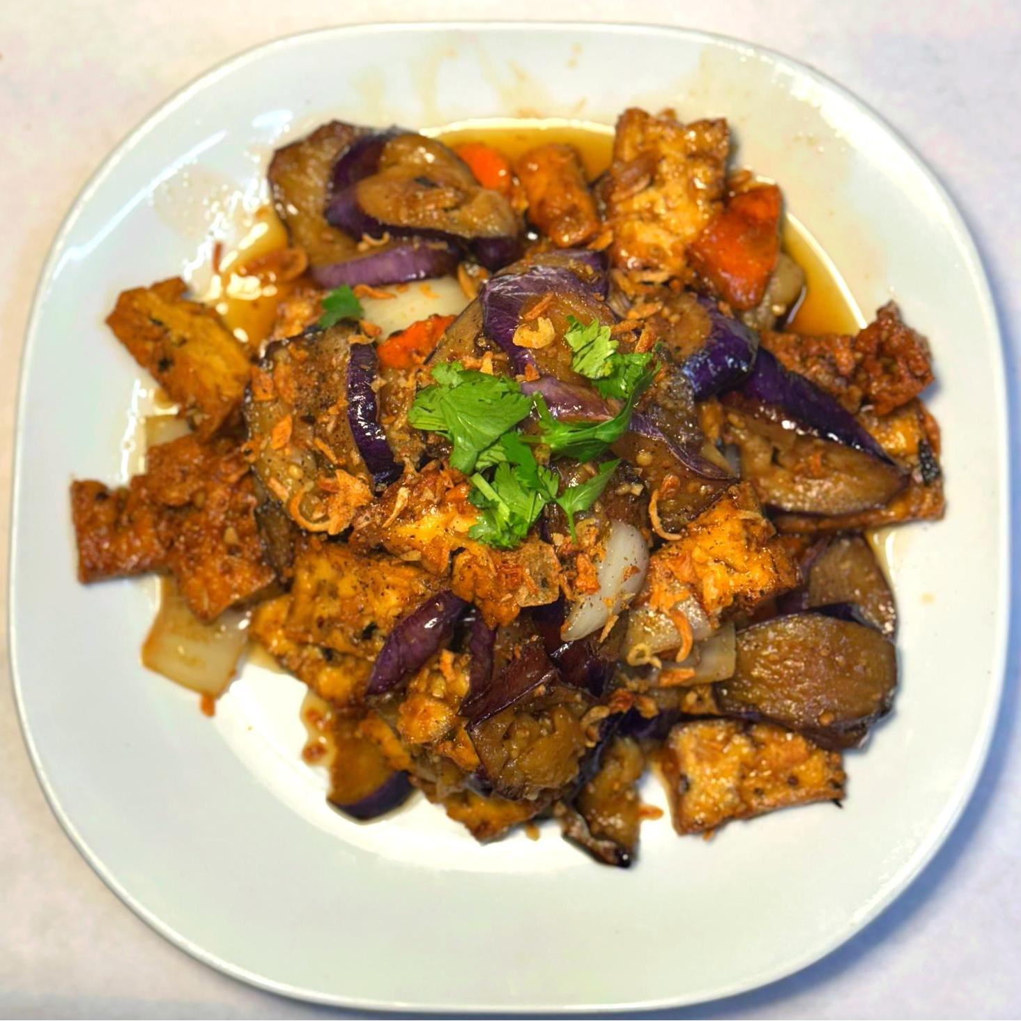 Magnolia-Pho-Vietnamese-Restaurant-Stir-Fried-Eggplant-and-Tofu-Seattle Stir - fried eggplant and tofu with savory sauce at Magnolia Pho, a Vietnamese Restaurant in Seattle