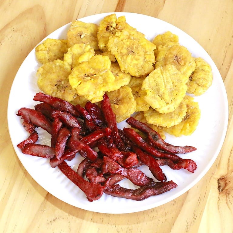 Tostones and fried red meat strips at Main Garden, a Chinese Fusion Restaurant in Passaic