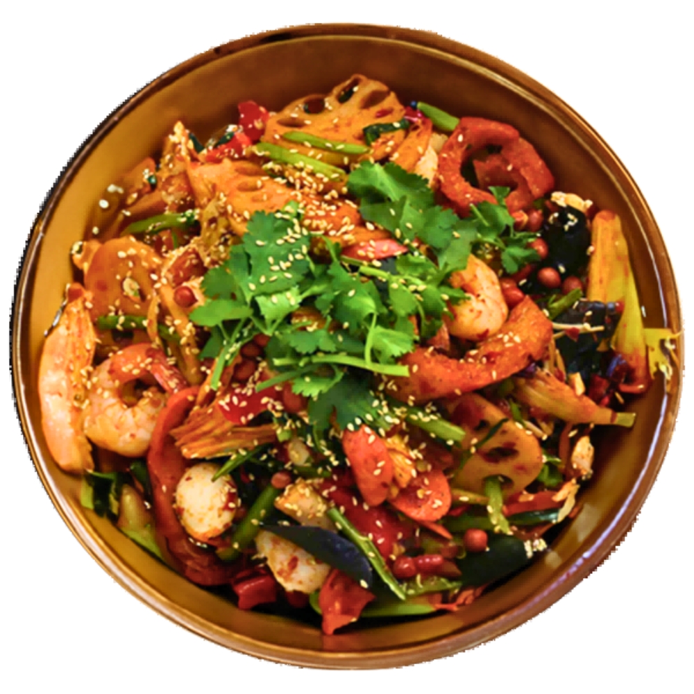 Vibrant stir - mix dish with sesame at Mala Pot & Grill, a Asian Restaurant in Northampton