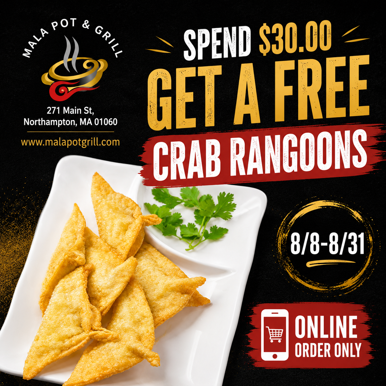 Crab N Go seafood platter promo - 10% off online orders $45+ at Liverpool, NY location.