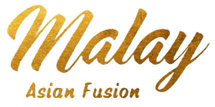 Golden calligraphy-style logo for Malay Asian Fusion